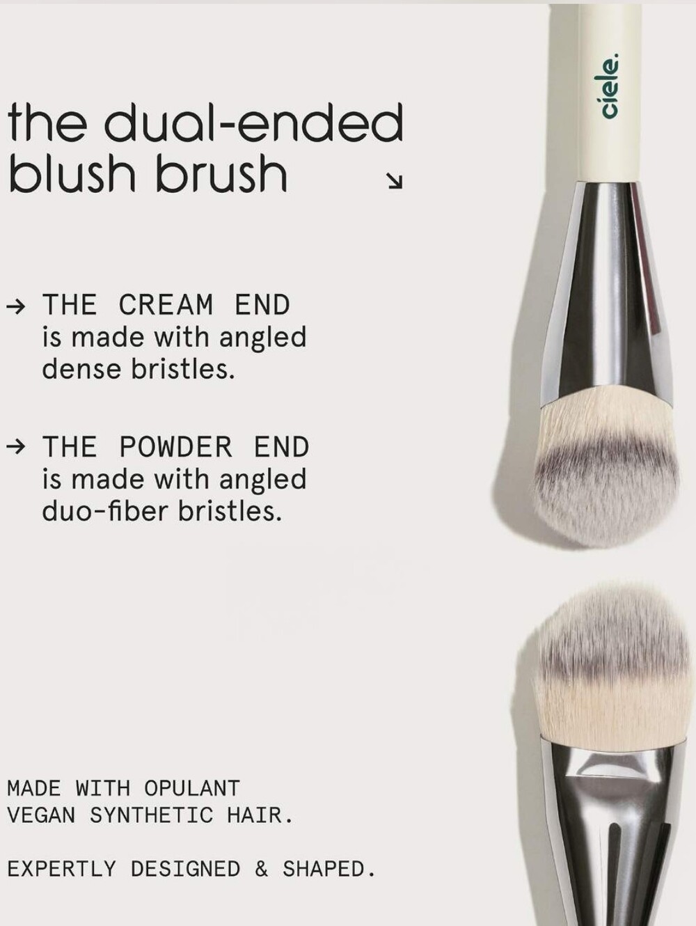 Ciele Double-Ended Foundation & Blending Brush For Cream And Powder Blushes